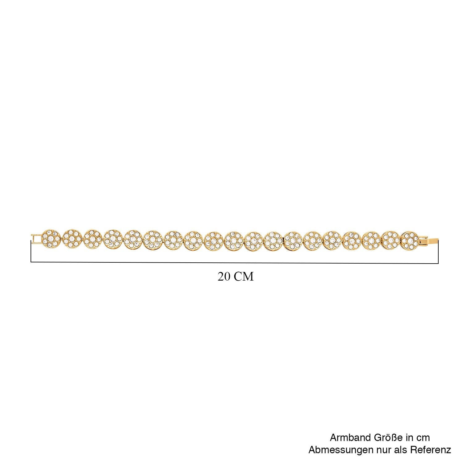 Weißes Kristall-Armband ca. 19 cm, goldfarben