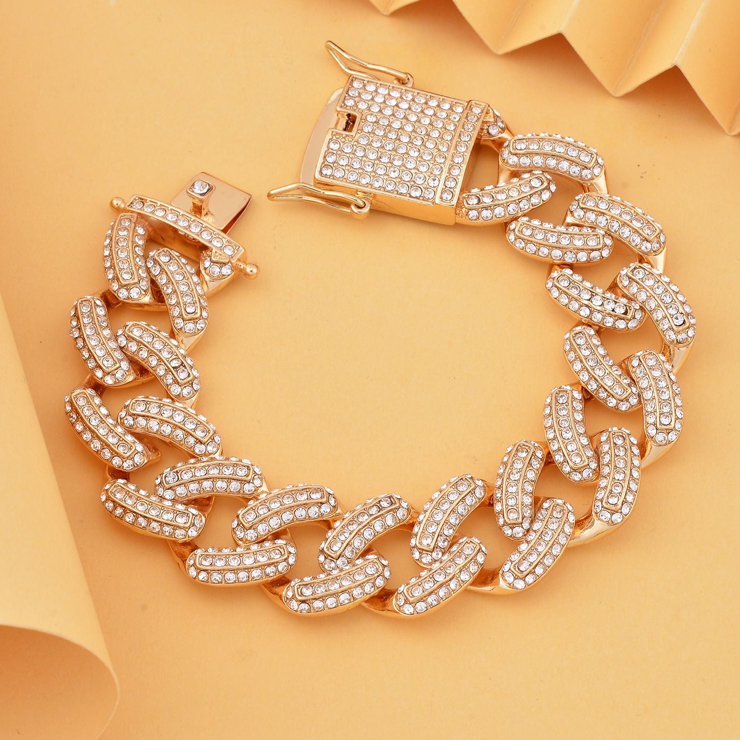 Weißes Kristall-Armband ca. 19 cm  Std Gelb