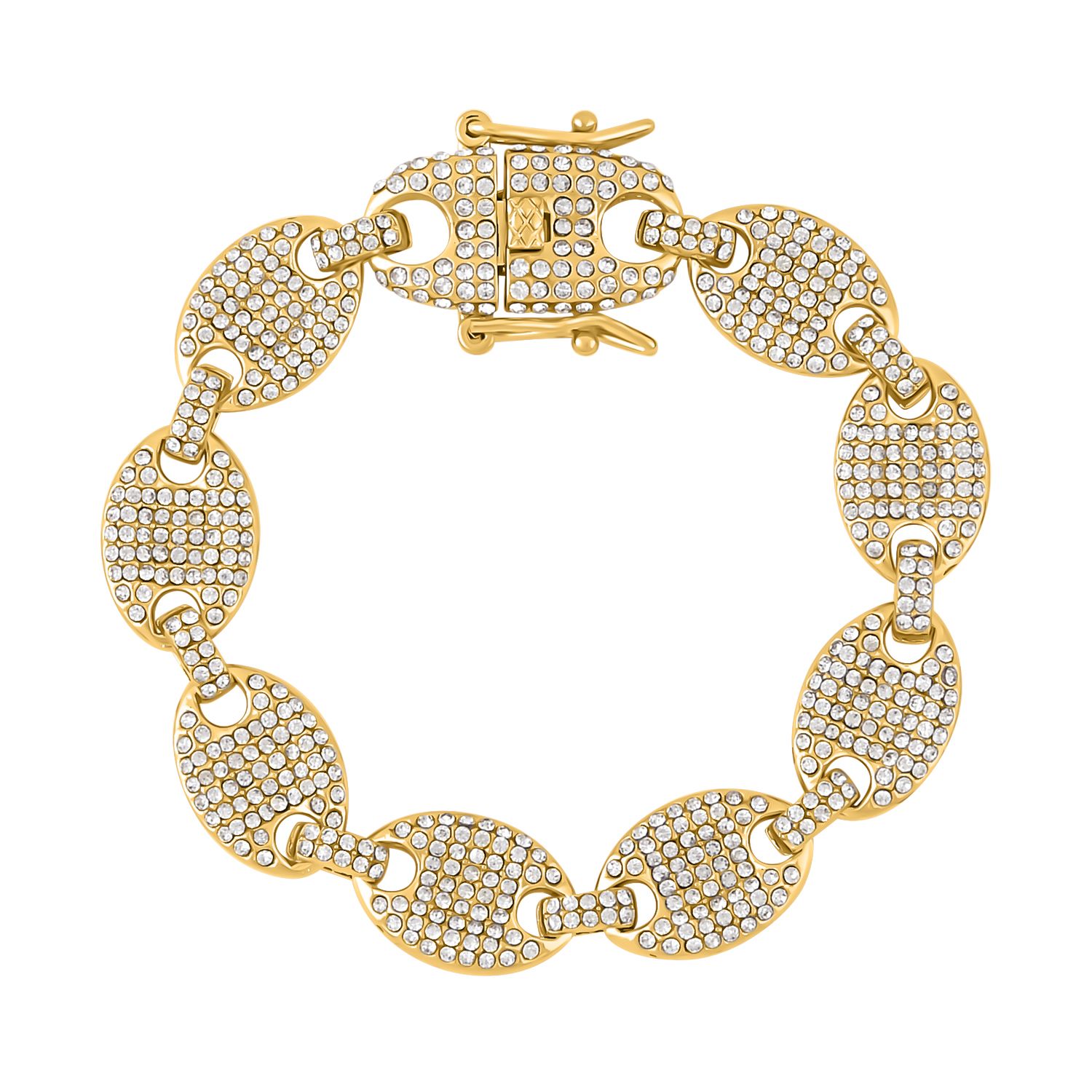 Weißes Kristall-Armband, ca. 19 cm, goldfarben