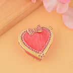 Herz Tablettendöschen mit Kristallen, emailliert, 7,5x2 cm, Rot