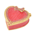 Herz Tablettendöschen mit Kristallen, emailliert, 7,5x2 cm, Rot