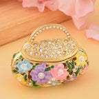 Trinket Box im Handtaschendesign Tablettendöschen mit Kristallen, emailliert, 7,5x2 cm, mehrfarbig