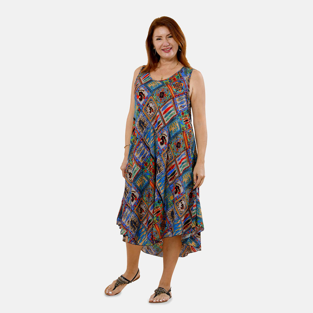 TAMSY - bedrucktes Kleid, Viskose, 60x105 cm, mehrfarbig Bohème-Muster