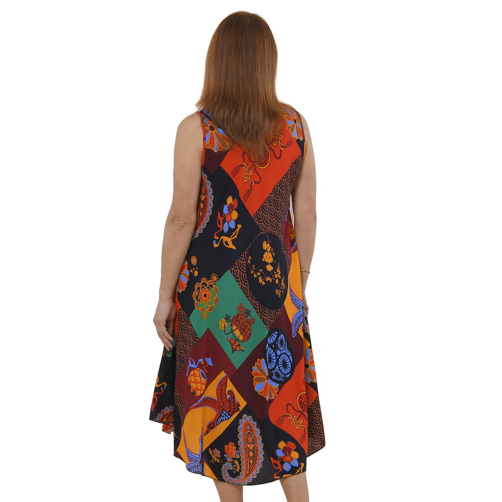 TAMSY - bedrucktes Kleid, Viskose, 60x105 cm, mehrfarbig ethnisches Muster