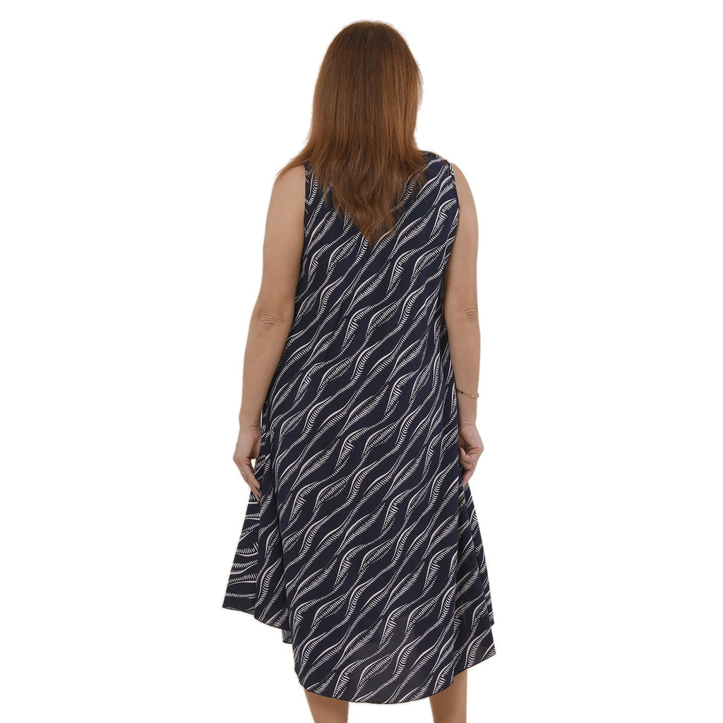 TAMSY - bedrucktes Kleid, Viskose, 60x105 cm, schwarz Wellenmuster