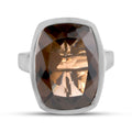 Rauchquarz-Ring, 925 Silber platiniert (Größe 18.00) ca. 13,18 ct