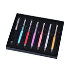 7er-Set, Kugelschreiber mit Kristallen in Geschenkbox, mit 7 Extra-Minen, schwarze Tinte, Touchscreen-Hilfe
