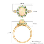AA äthiopischer Welo Opal Tsavorit Granat und Moissanit Ring und Anhänger mit 50cm Kette