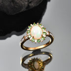 AA äthiopischer Welo Opal Tsavorit Granat und Moissanit Ring und Anhänger mit 50cm Kette