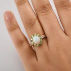 AA äthiopischer Welo Opal Tsavorit Granat und Moissanit Ring und Anhänger mit 50cm Kette
