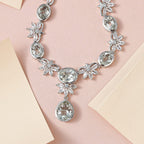 Prasiolith Collier, ca. 45 cm, 925 Silber platiniert ca. 24,57 ct