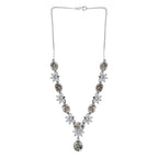 Prasiolith Collier, ca. 45 cm, 925 Silber platiniert ca. 24,57 ct