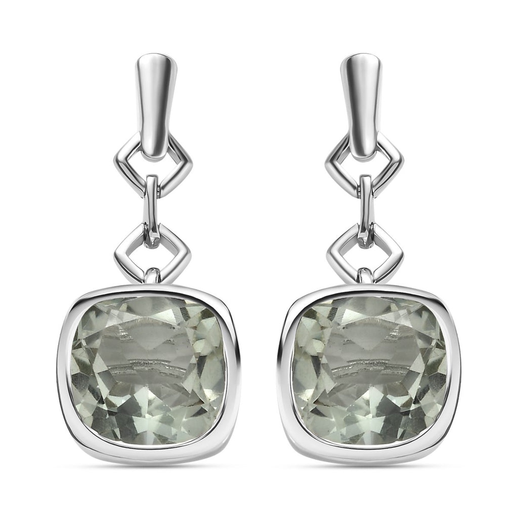 Prasiolith Ohrringe, 925 Silber platiniert ca. 7.57 ct
