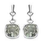 Prasiolith Ohrringe, 925 Silber platiniert ca. 7.57 ct