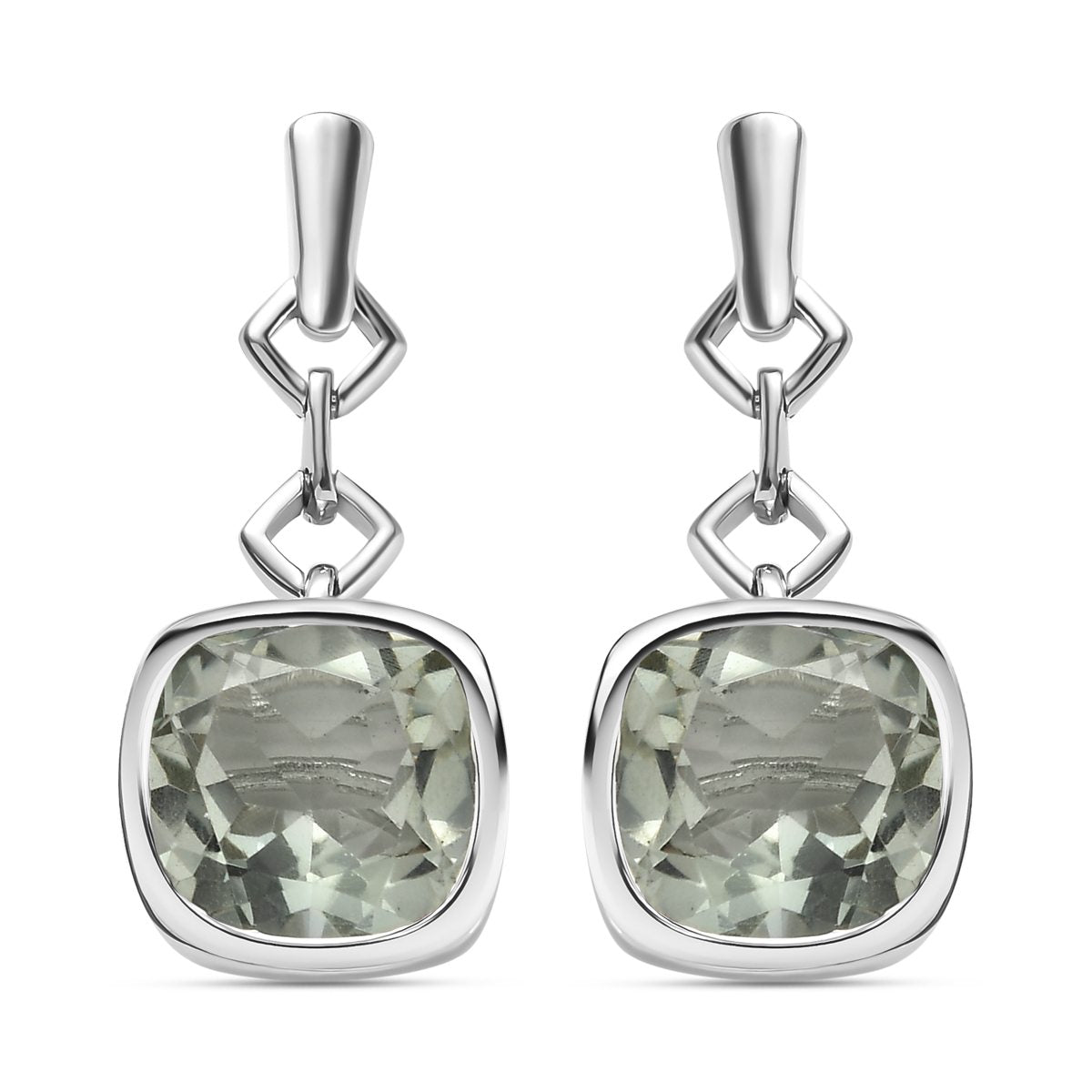 Prasiolith Ohrringe, 925 Silber platiniert ca. 7.57 ct