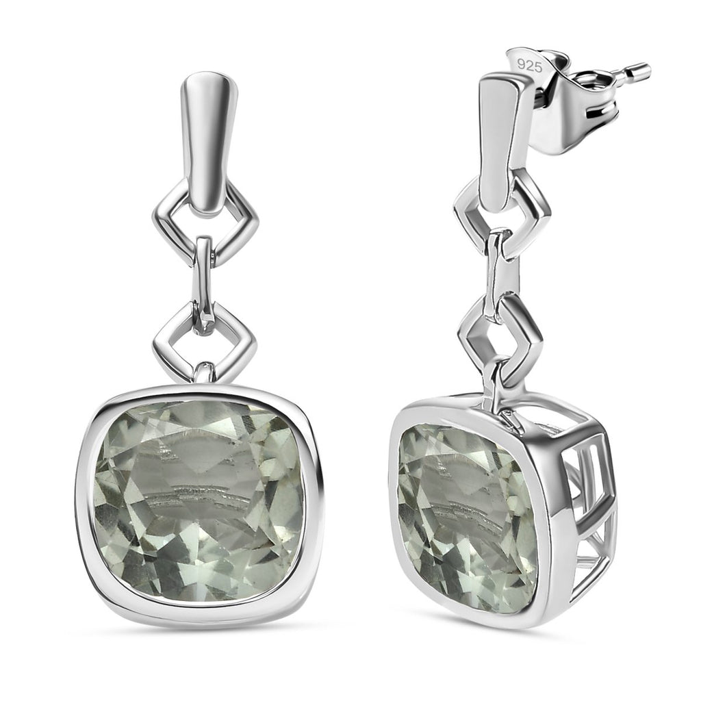 Prasiolith Ohrringe, 925 Silber platiniert ca. 7.57 ct