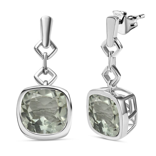 Prasiolith Ohrringe, 925 Silber platiniert ca. 7.57 ct