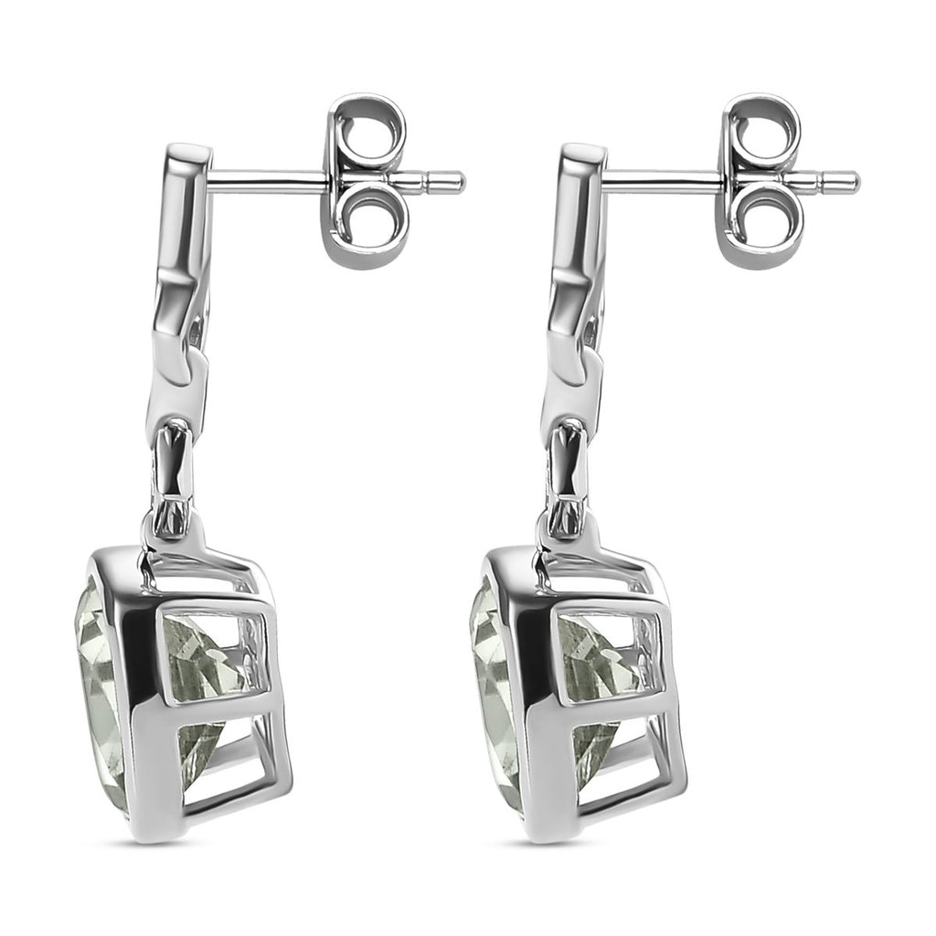 Prasiolith Ohrringe, 925 Silber platiniert ca. 7.57 ct