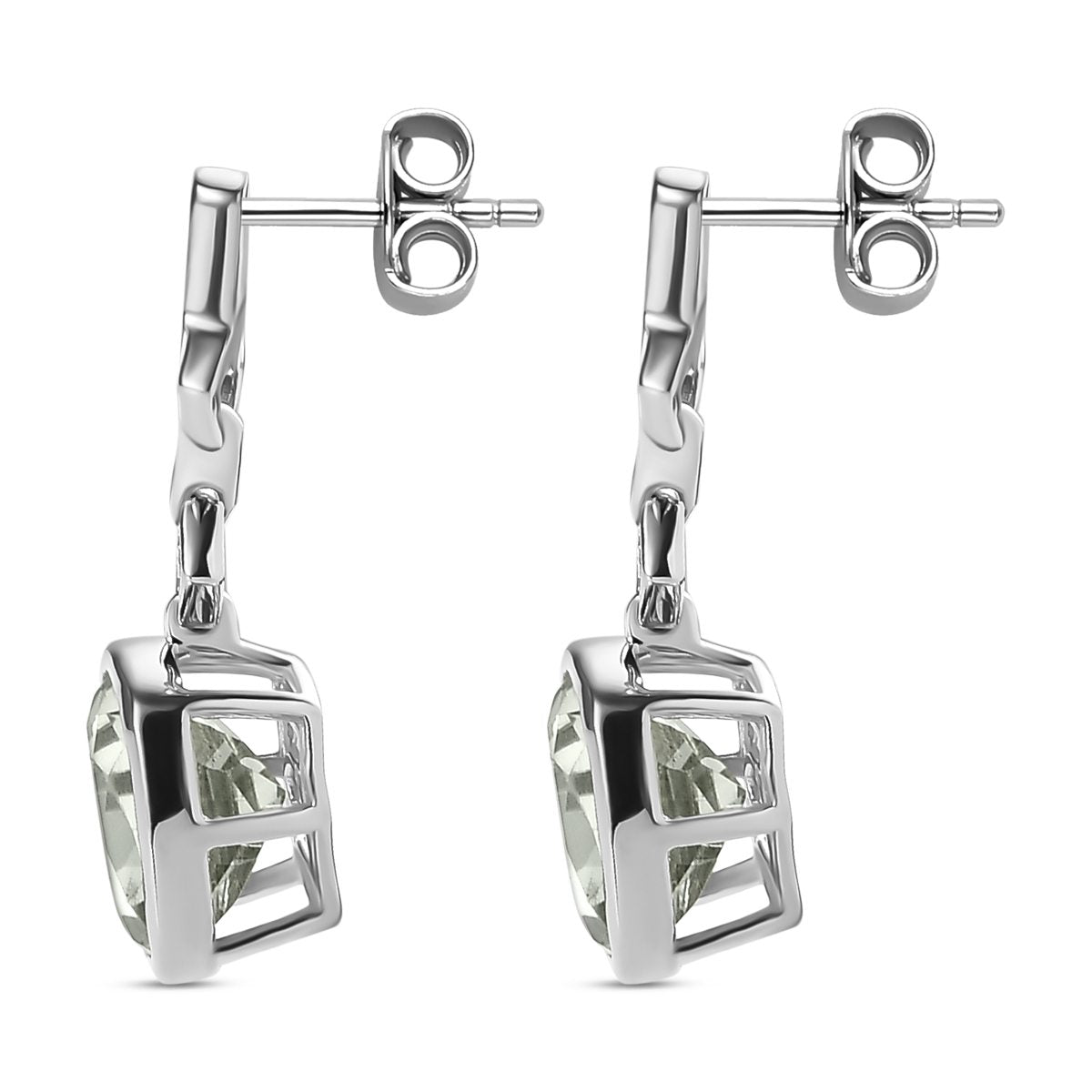 Prasiolith Ohrringe, 925 Silber platiniert ca. 7.57 ct