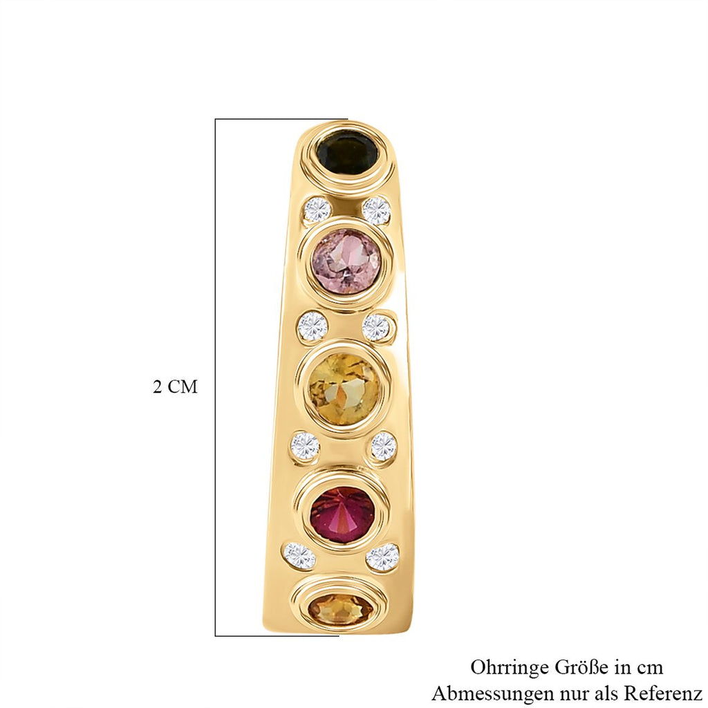 Natürliche mehrfarbige Turmalin Ohrringe, 925 Silber vergoldet, ca. 1.27 ct