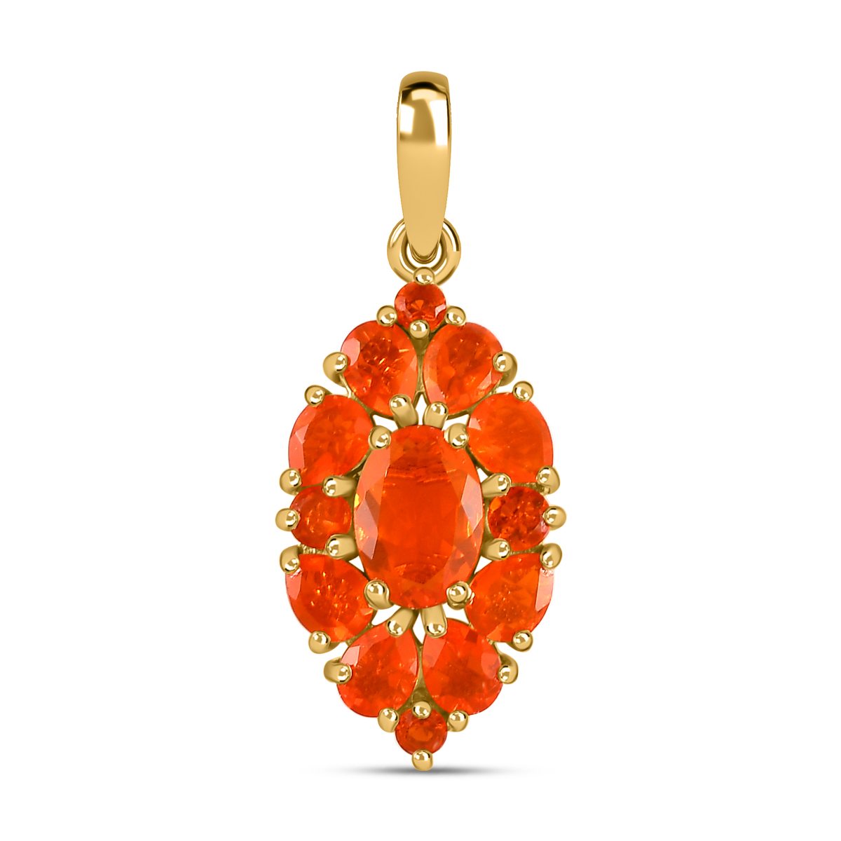 Salamanca Feueropal Anhänger, 925 Silber vergoldet, ca. 1.48 ct