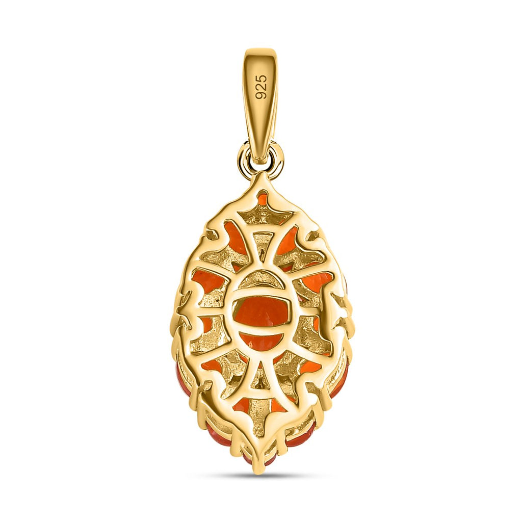 Salamanca Feueropal Anhänger, 925 Silber vergoldet, ca. 1.48 ct
