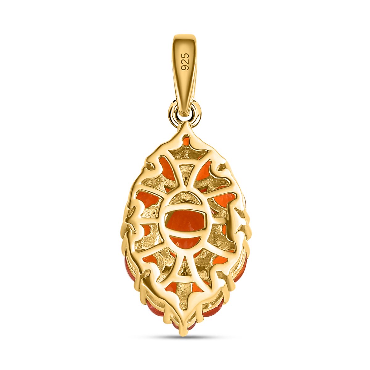 Salamanca Feueropal Anhänger, 925 Silber vergoldet, ca. 1.48 ct