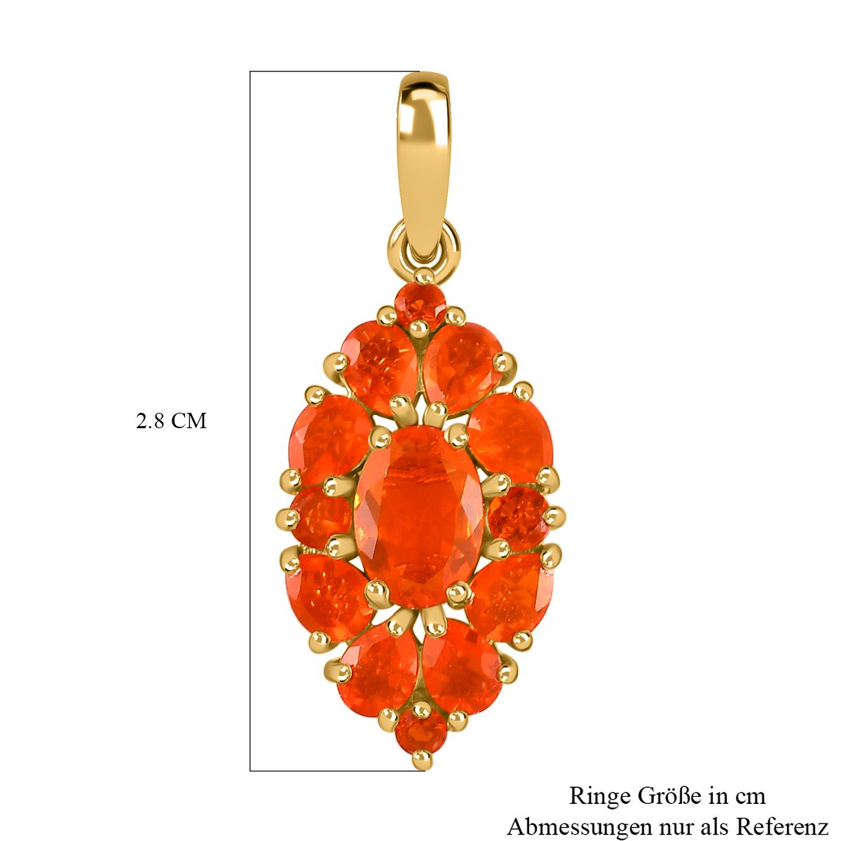 Salamanca Feueropal Anhänger, 925 Silber vergoldet, ca. 1.48 ct