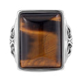Gelbes Tigerauge Ring, 316L Edelstahl, (Größe 16.00), ca. 5.00 ct
