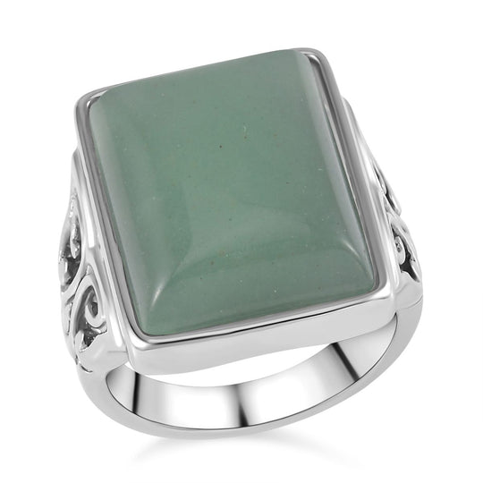Grüner Aventurin Ring, 316L Edelstahl, (Größe 16.00), ca. 5.00 ct
