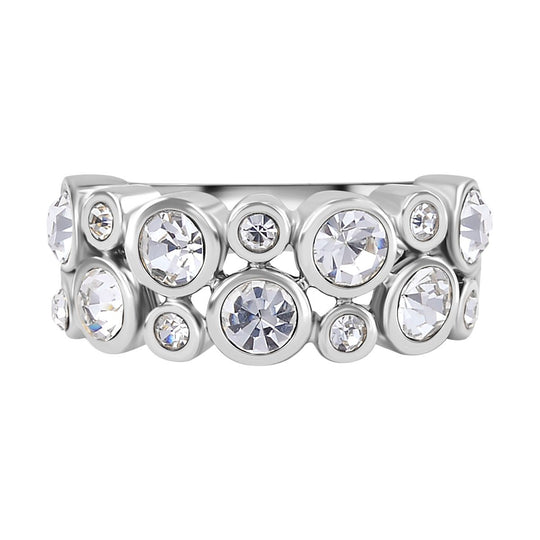 Weißer Kristall Ring, 316L Edelstahl, (Größe 16.00)