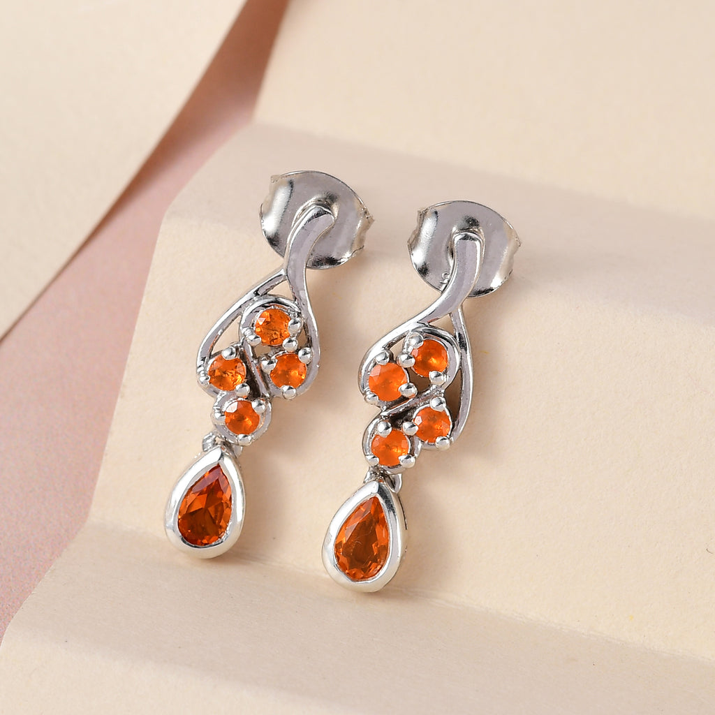 Salamanca Feueropal Ohrringe, 925 Silber platiniert, ca. 0.51 ct