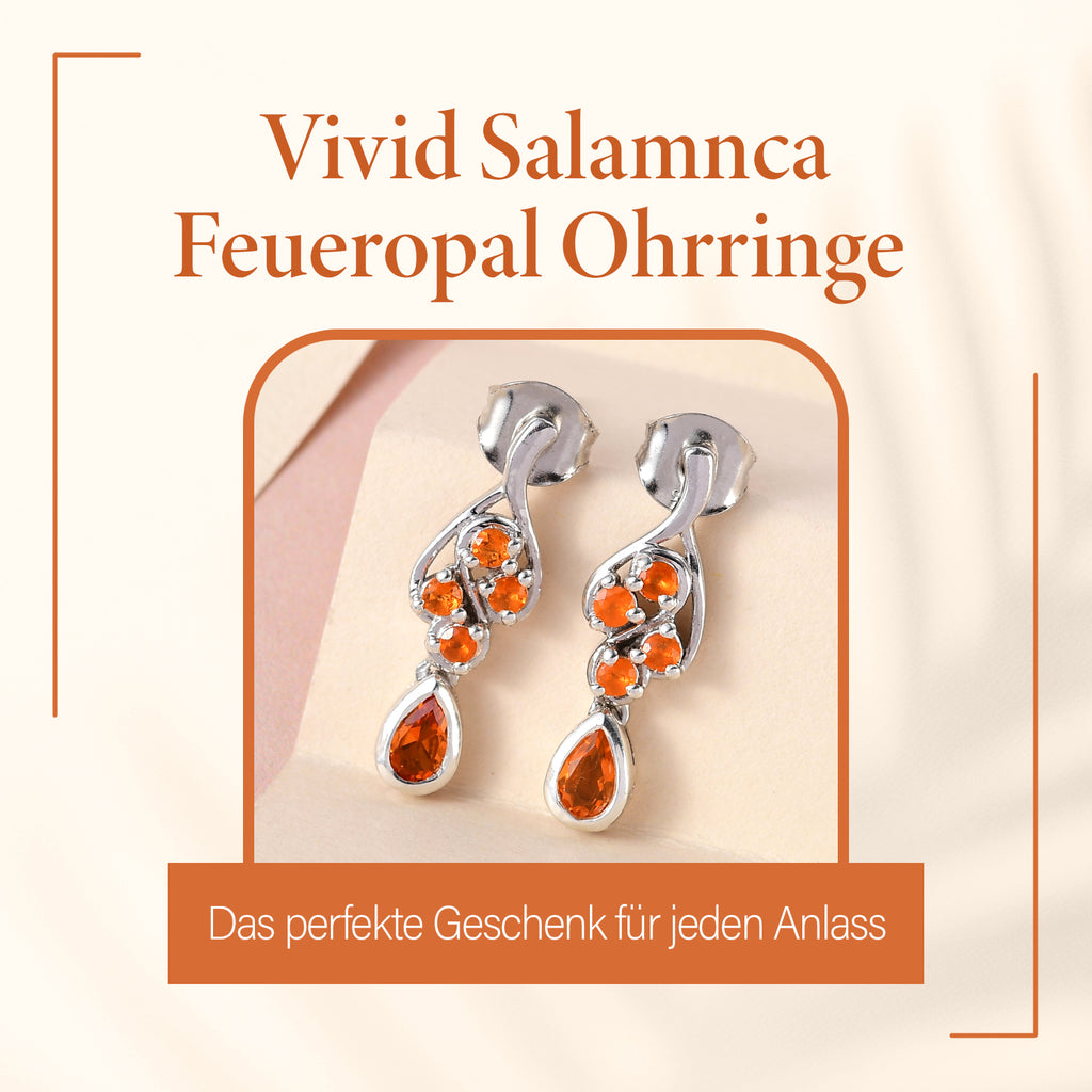 Salamanca Feueropal Ohrringe, 925 Silber platiniert, ca. 0.51 ct