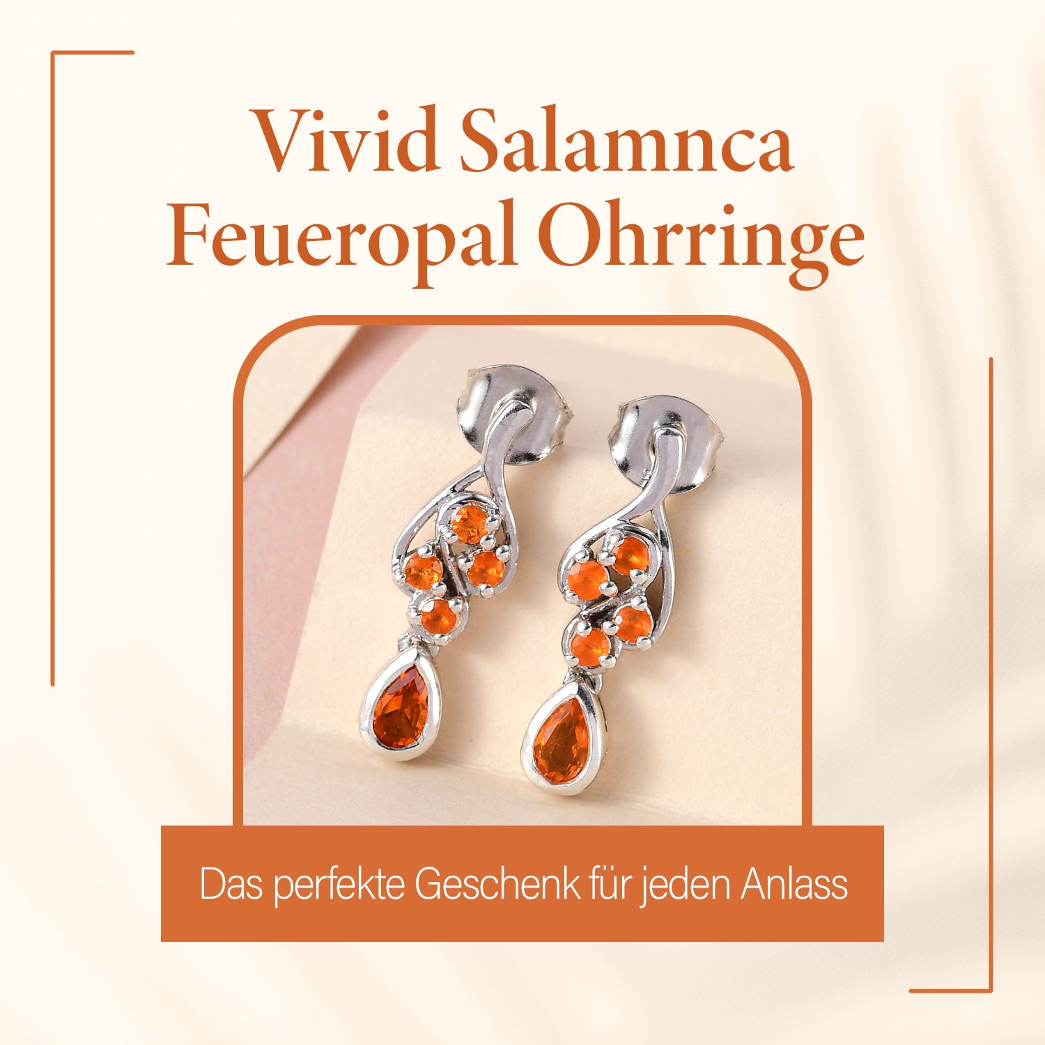 Salamanca Feueropal Ohrringe, 925 Silber platiniert, ca. 0.51 ct