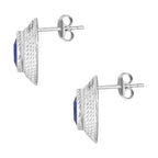 Tansanit Zirkonia Ohrringe, Reiner Edelstahl, ca. 7.50 ct