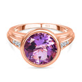 Rose de France Amethyst, weißer Zirkon Ring, 925 Silber rosévergoldet (Größe 17.00) ca. 4.99 ct