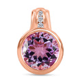 Rose de France Amethyst, weißer Zirkon Anhänger, 925 Silber rosévergoldet ca. 4,88 ct