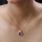 Rose de France Amethyst, weißer Zirkon Anhänger, 925 Silber rosévergoldet ca. 4,88 ct