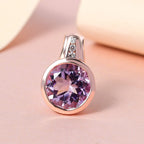 Rose de France Amethyst, weißer Zirkon Anhänger, 925 Silber rosévergoldet ca. 4,88 ct