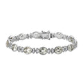 Prasiolith, weißes Zirkon Armband, ca. 20 cm, 925 Silber platiniert ca. 22,99 ct
