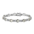 Prasiolith, weißes Zirkon Armband, ca. 20 cm, 925 Silber platiniert ca. 22,99 ct