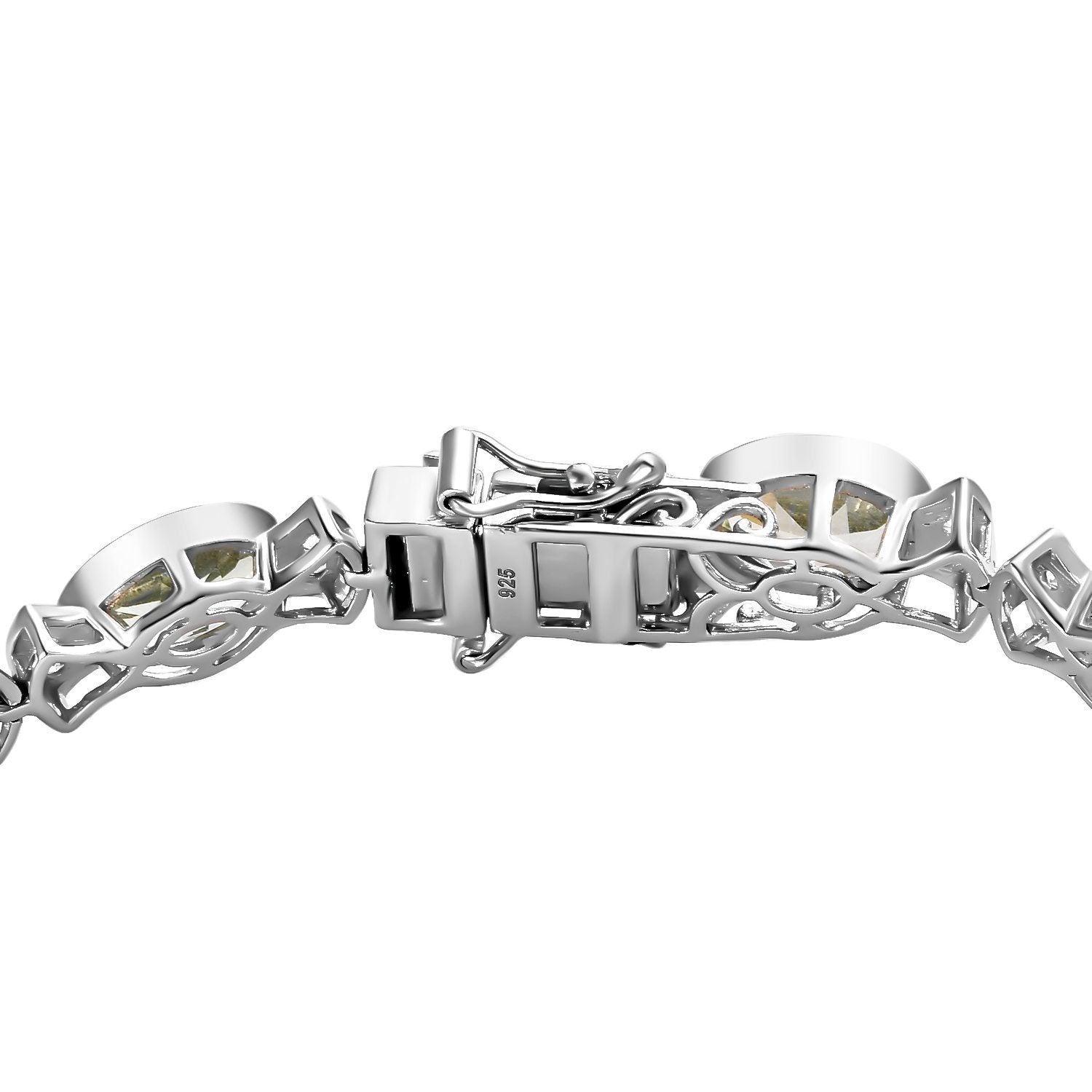 Prasiolith, weißes Zirkon Armband, ca. 20 cm, 925 Silber platiniert ca. 22,99 ct