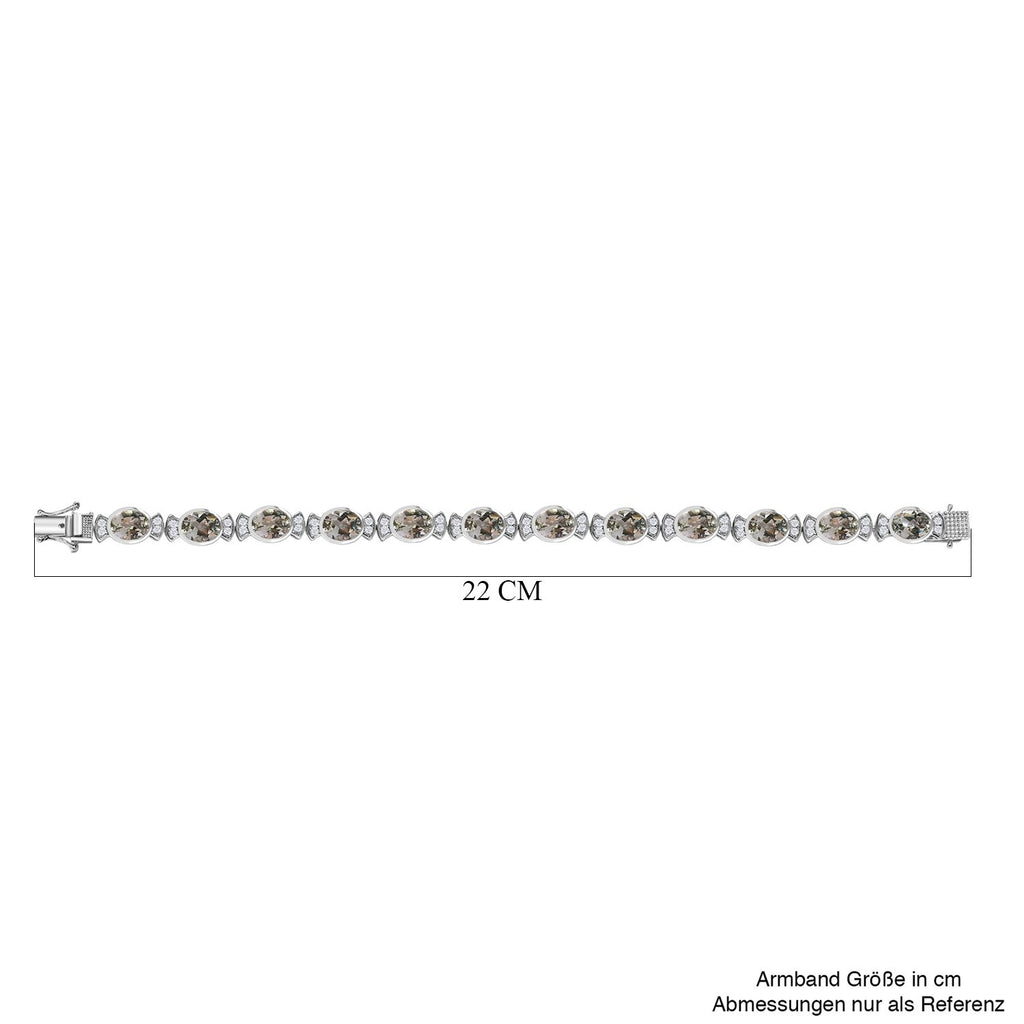 Prasiolith, weißes Zirkon Armband, ca. 20 cm, 925 Silber platiniert ca. 22,99 ct