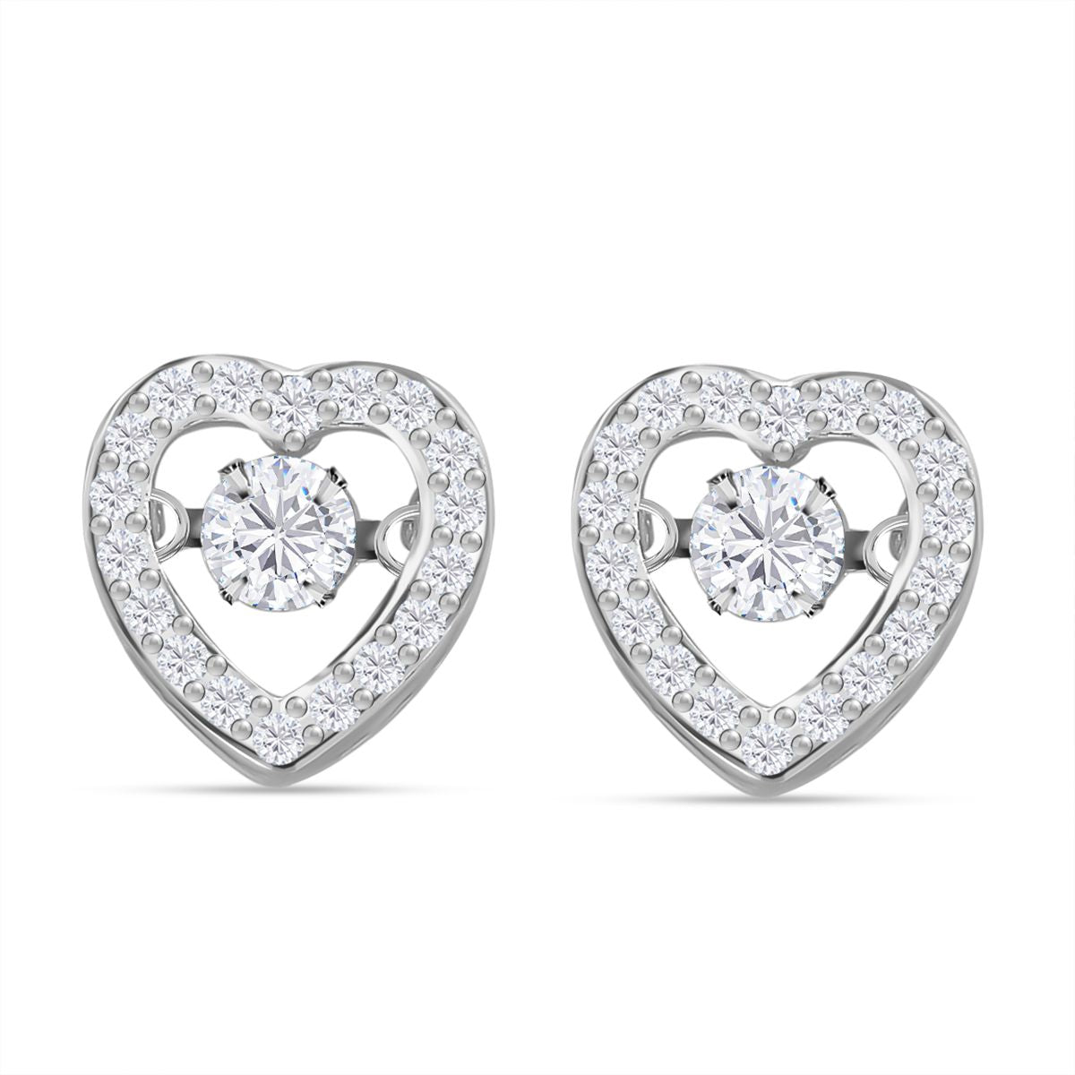 Weiße Zirkonia Ohrringe in Herzform, 925 Silber rhodiniert, ca. 1,50 ct