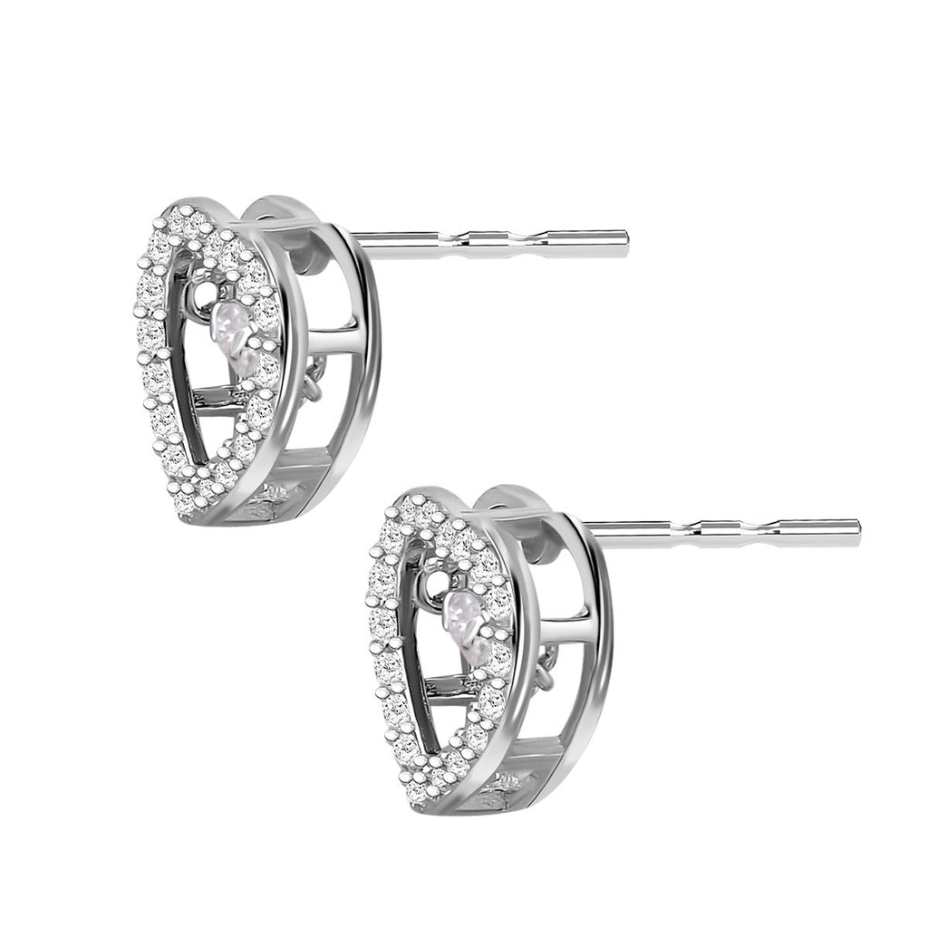 Weiße Zirkonia Ohrringe in Herzform, 925 Silber rhodiniert, ca. 1,50 ct