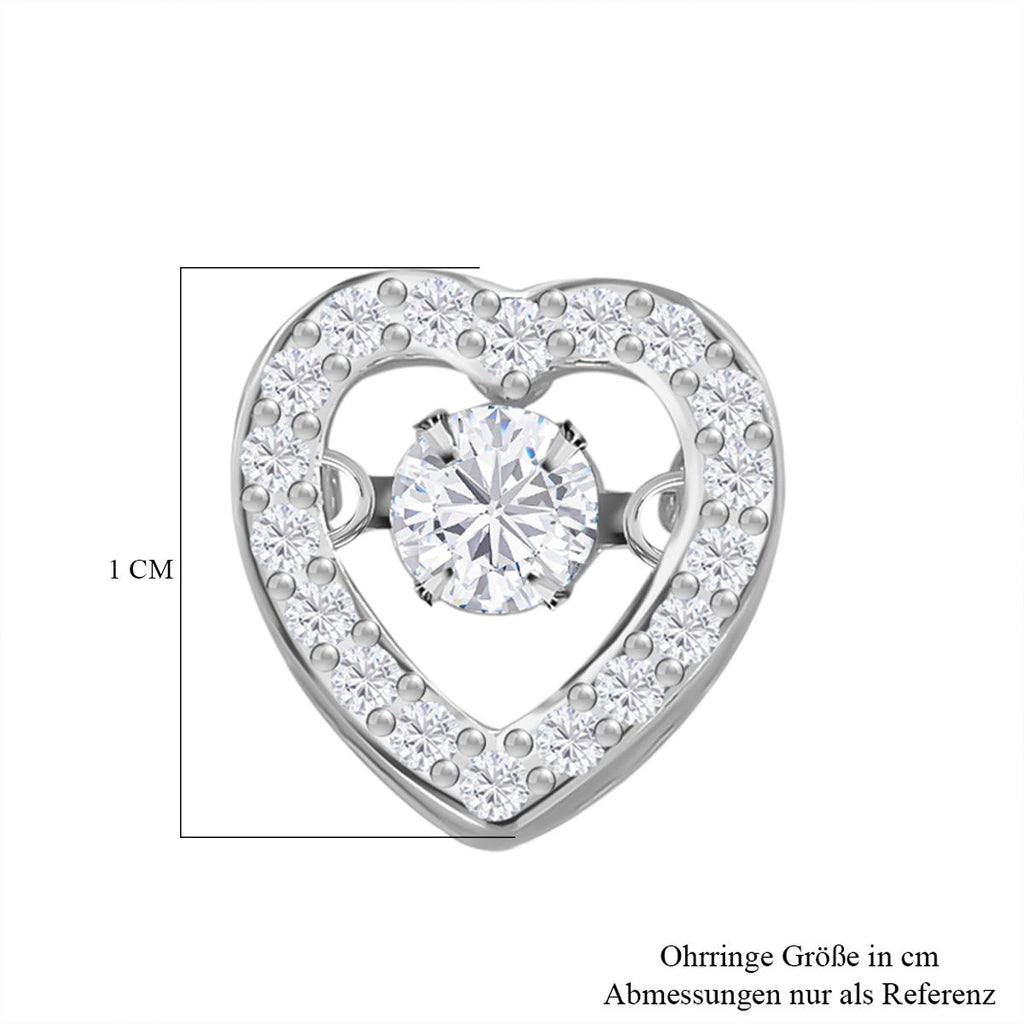 Weiße Zirkonia Ohrringe in Herzform, 925 Silber rhodiniert, ca. 1,50 ct