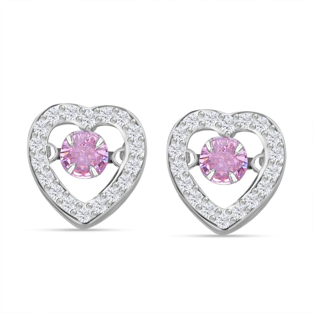 Rosa und weiße Zirkonia Ohrringe in Herzform, 925 Silber rhodiniert, ca. 1.50 ct