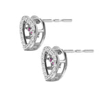 Rosa und weiße Zirkonia Ohrringe in Herzform, 925 Silber rhodiniert, ca. 1.50 ct