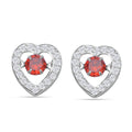Rote und weiße Zirkonia Ohrringe in Herzform, 925 Silber rhodiniert, ca. 1.50 ct