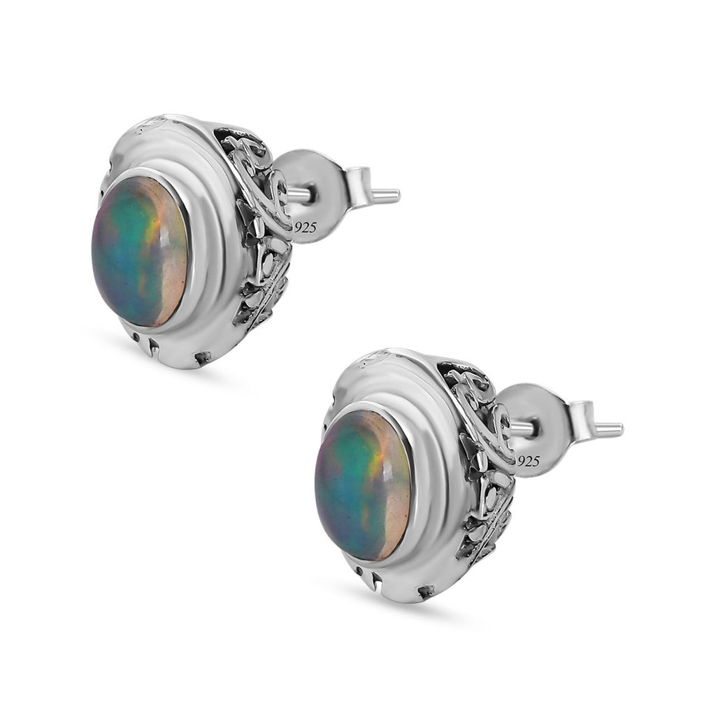 Royal Bali Kollektion - Natürlicher, äthiopischer Welo Opal Ohrringe 925 Silber ca. 1.03 ct
